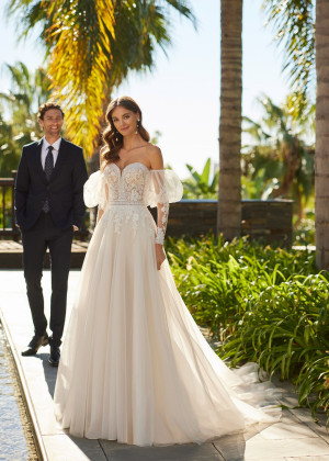 Strapless Ivory Lace Tulle Dreamy Wedding Dress